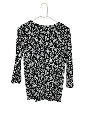 OVS Italy Black White Floral Blouse‎ Size Medium